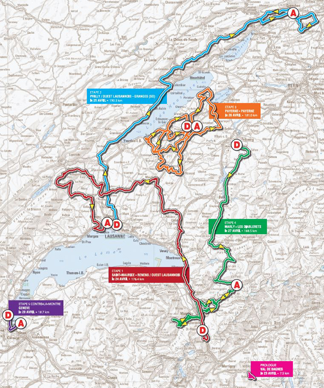 2013 Tour de Romandie map